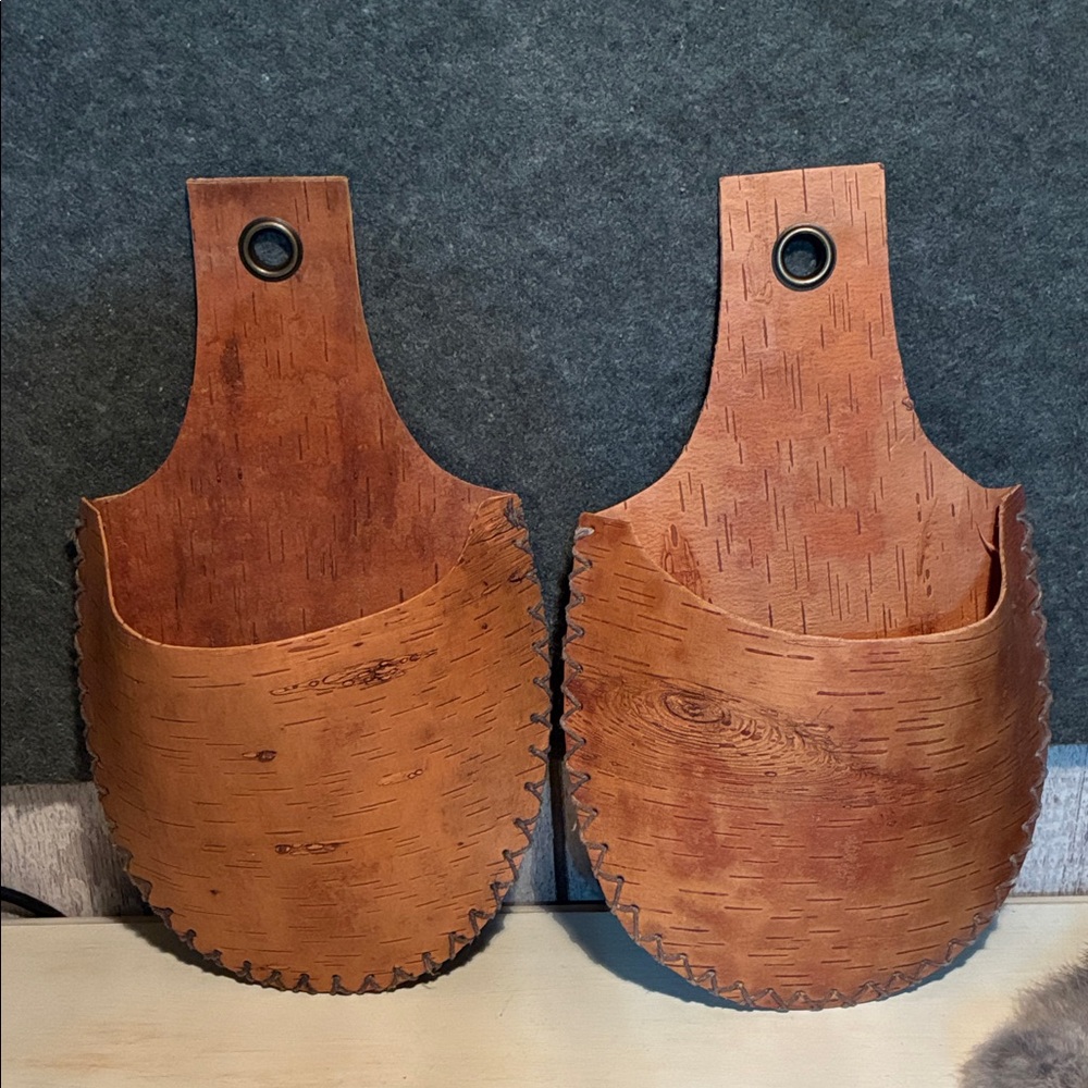 Rustic Birch Wood Wall Pockets